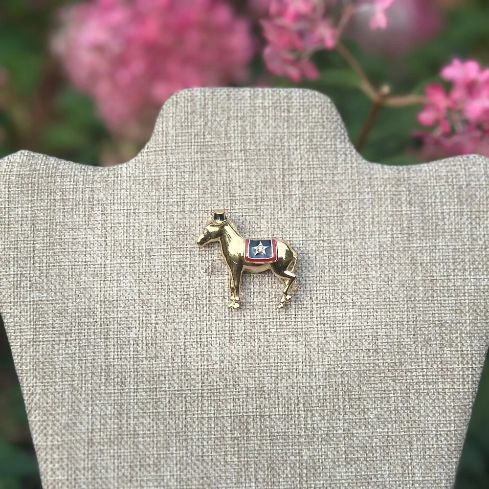 Patriotic Donkey, Vintage Monet Brooch